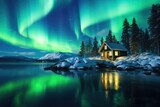 Majestic northern lights dancing in the polar circle, captivating auroral display