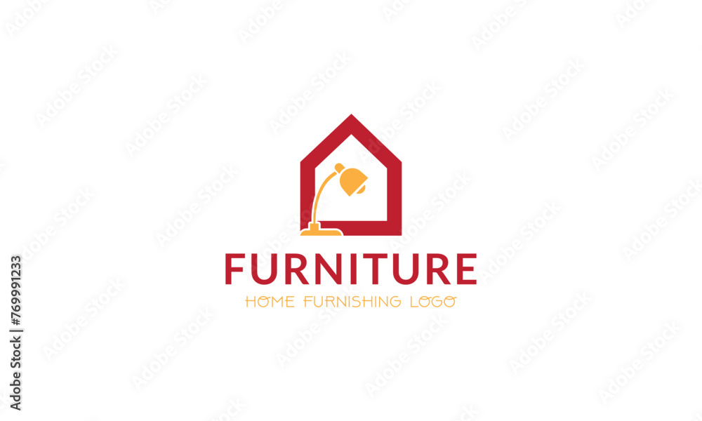 a logo for furniture store with a red house on the top. a logo for furniture store with a red house on the top.