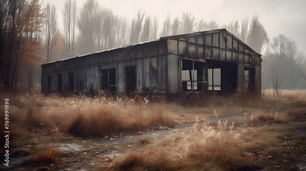empty metal building on the abandoned site empty metal building on the abandoned site