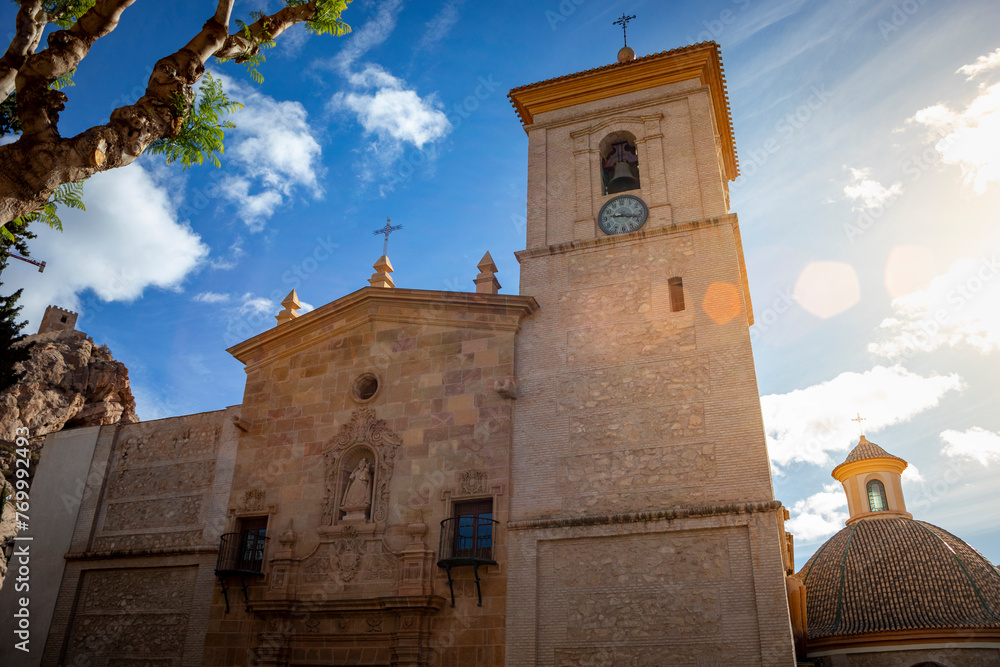 Facade of the church of San Lázaro Obispo in Alhama de Murcia, Region of Murcia, Spain