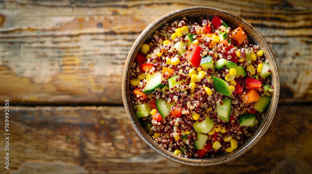 Quinoa Rainbow Salad in a Rustic Bowl Quinoa Rainbow Salad in a Rustic Bowl