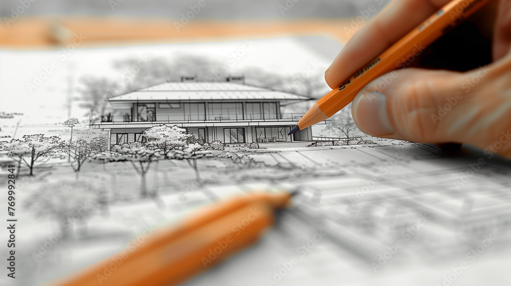 Architect drawing a project. Architect drawing a project.
