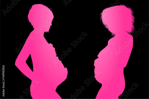 silueta, embarazada, prenatal, amor, gestacion, silueta, vector, embarazo, mujer, familia, ilustracion
