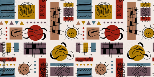seamless repeating pattern with abstract shapes. vector illustration