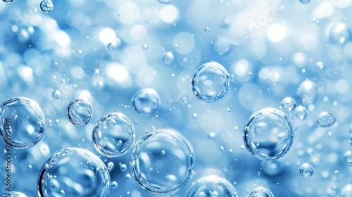 Wallpaper Mural Beautiful transparent cosmetic blue gas bubbles water. AI generated image Torontodigital.ca