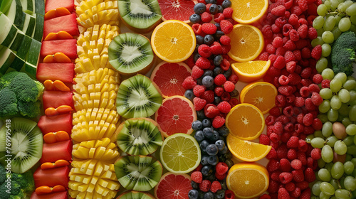 Vibrant Display of Fresh Fruits and Vegetables