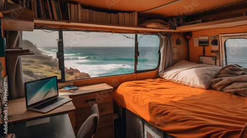 sleeping in an open van