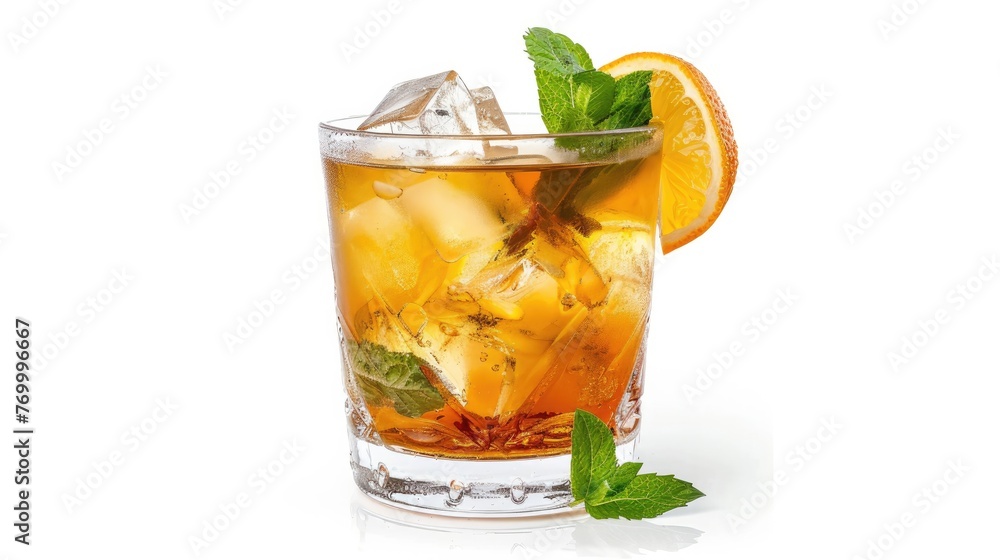 Cool alcoholic cocktail on a hot summer day. Isolated white background, Generative AI Cool alcoholic cocktail on a hot summer day. Isolated white background, Generative AI