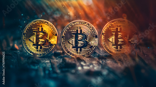 the bitcoin or cryptocurrency on a background photo