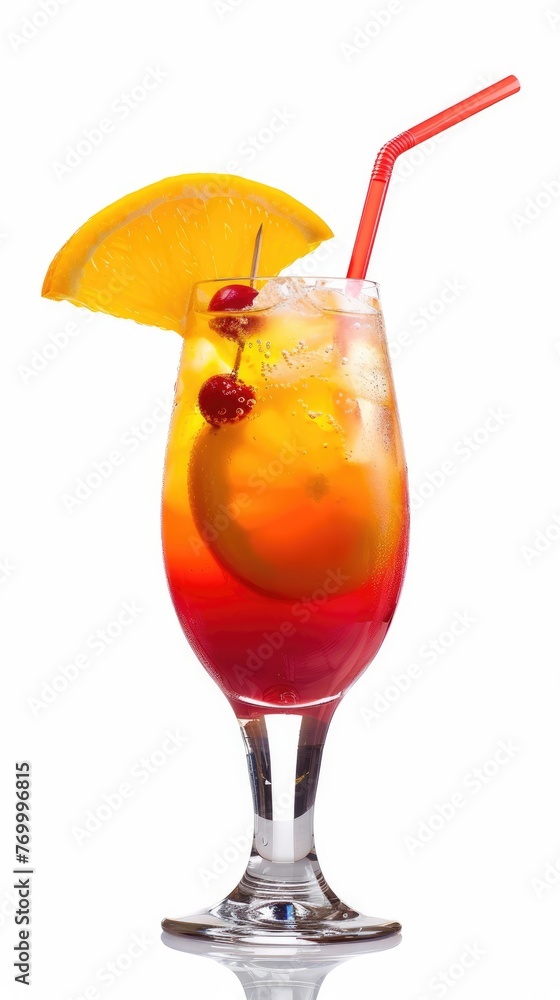 Cool alcoholic cocktail on a hot summer day. Isolated white background, Generative AI Cool alcoholic cocktail on a hot summer day. Isolated white background, Generative AI
