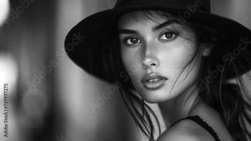 Woman in hat, fashion model, glamour
