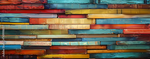 Colorful books stacked on top of each other