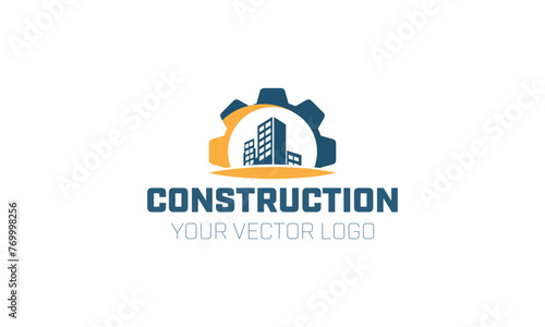 a logo for construction or construction with a house on the front.
