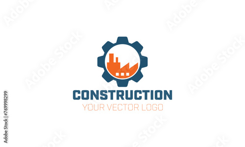 a blue logo for construction and design for construction.