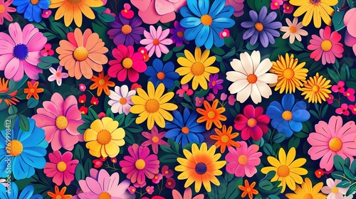 Background vibrant fresh colorful flowers for postcard ,Generative ai, © curek