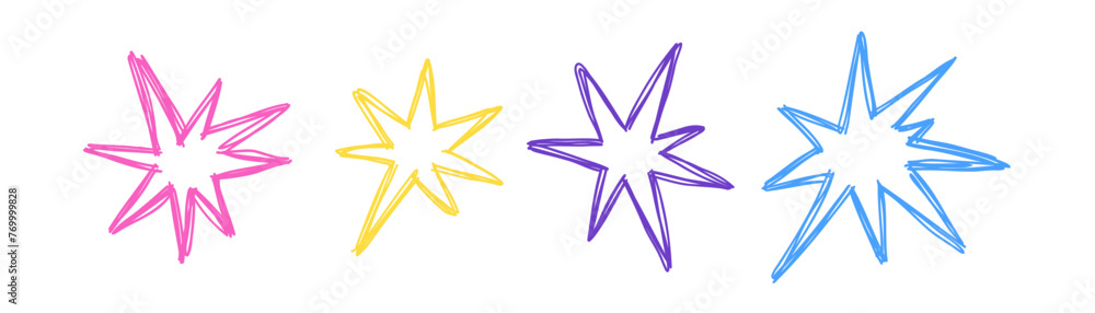 Set of doodle stars drawn by hand. Cosmic, space. Vector simple illustration. Set of doodle stars drawn by hand. Cosmic, space. Vector simple illustration.