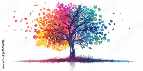 Colorful tree with leaves on white background vector illustration