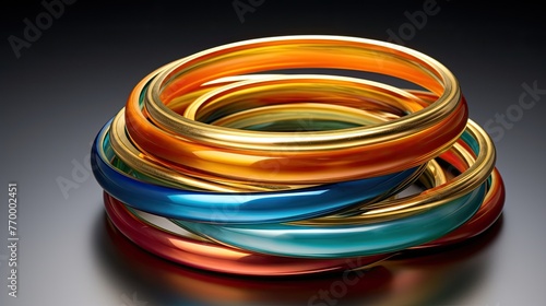 Chromatic Cascade: Showcase the minimalist arrangement of the bangles, with each one displaying a different color, creating a visually captivating cascade of colors