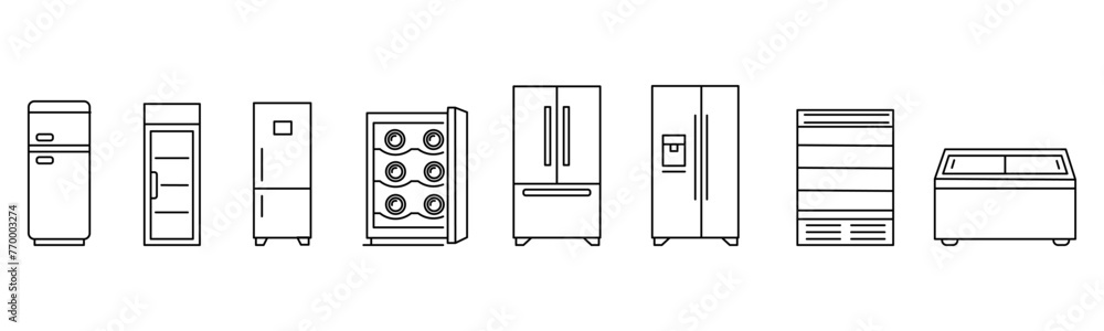Refrigerator, freezer icon. Collection of Freezer icons. Freezer cold, freezer icons. Stock vector