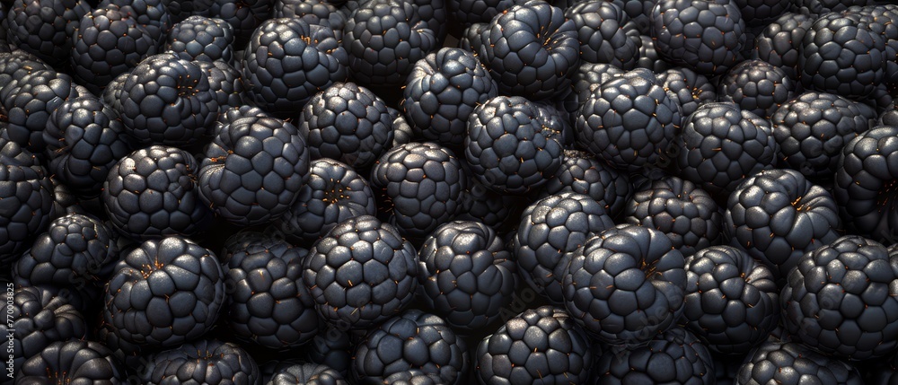 A sizable mound of black raspberries positioned atop another collection of raspberries A sizable mound of black raspberries positioned atop another collection of raspberries