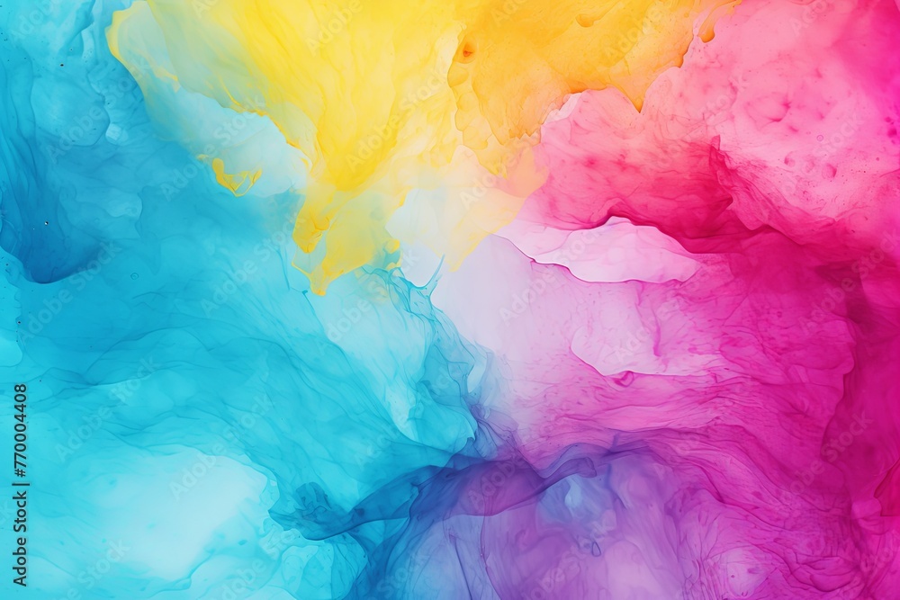 Cyan Magenta Yellow abstract watercolor paint background barely ...