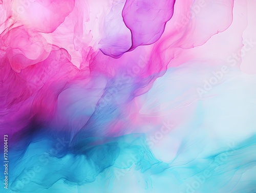 Cyan Magenta Yellow abstract watercolor paint background barely noticeable with liquid fluid texture for background, banner with copy space and blank text area © GalleryGlider