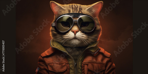 Adventurous Feline Pilot Ready for Takeoff in Stylish Goggles Banner