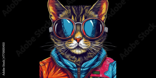 Fashionable Feline in Sunglasses: A Stylish Cat Banner for Trendsetters and Pet Lovers Alike photo