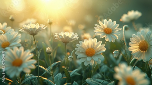 White Daisies Bloom in Field