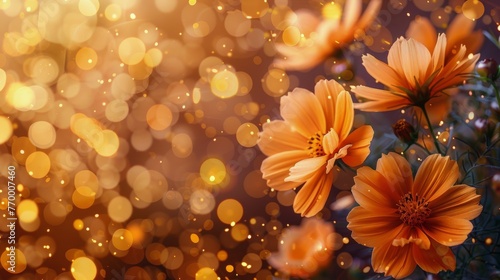 Close Up of Yellow Flower With Blurry Lights