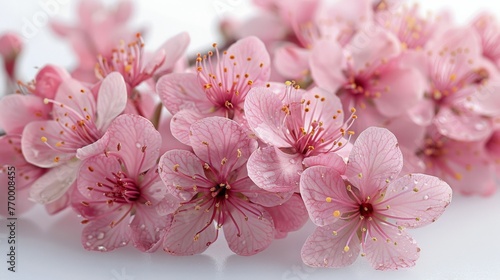 Pink Flowers Blooming Against White Wall