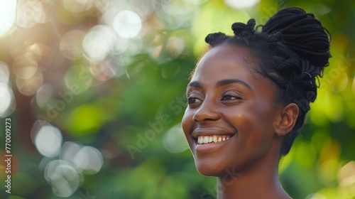 Smiling Woman Looking at Camera