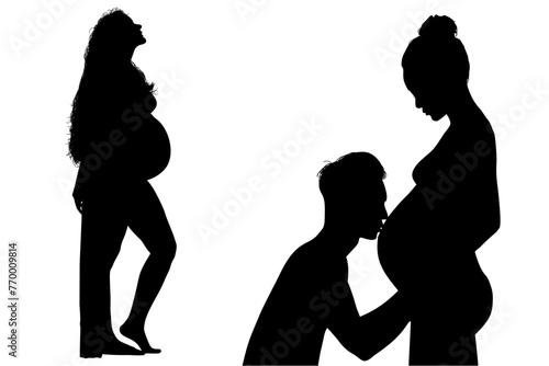 silueta, embarazada, prenatal, amor, gestacion, silueta, vector, embarazo, mujer, familia, ilustracion