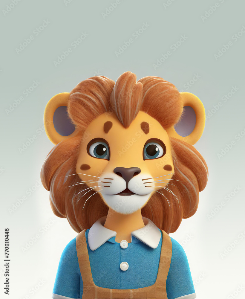 Lioness avatar 3D illustration, cartoon Lioness profile picture, safari cute Lioness character