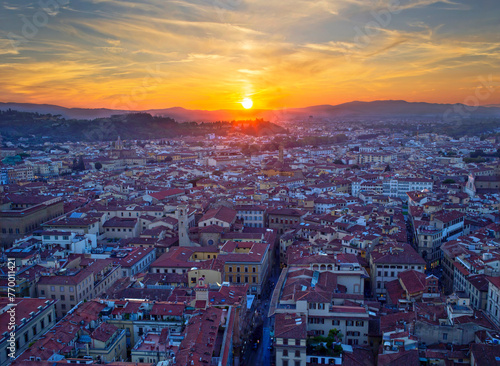 Florence at sunset. Aerial cityscape. photo