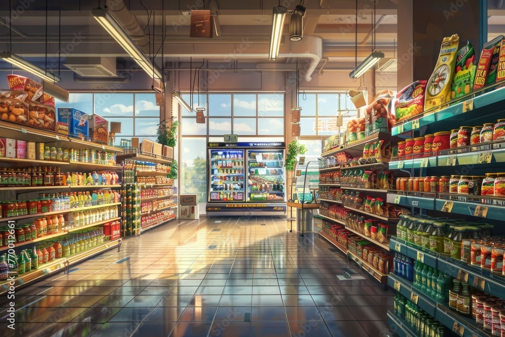 Interior of a empty supermarket