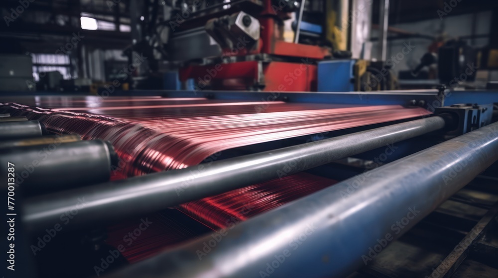 Sheet metal bending in factory, AI generated