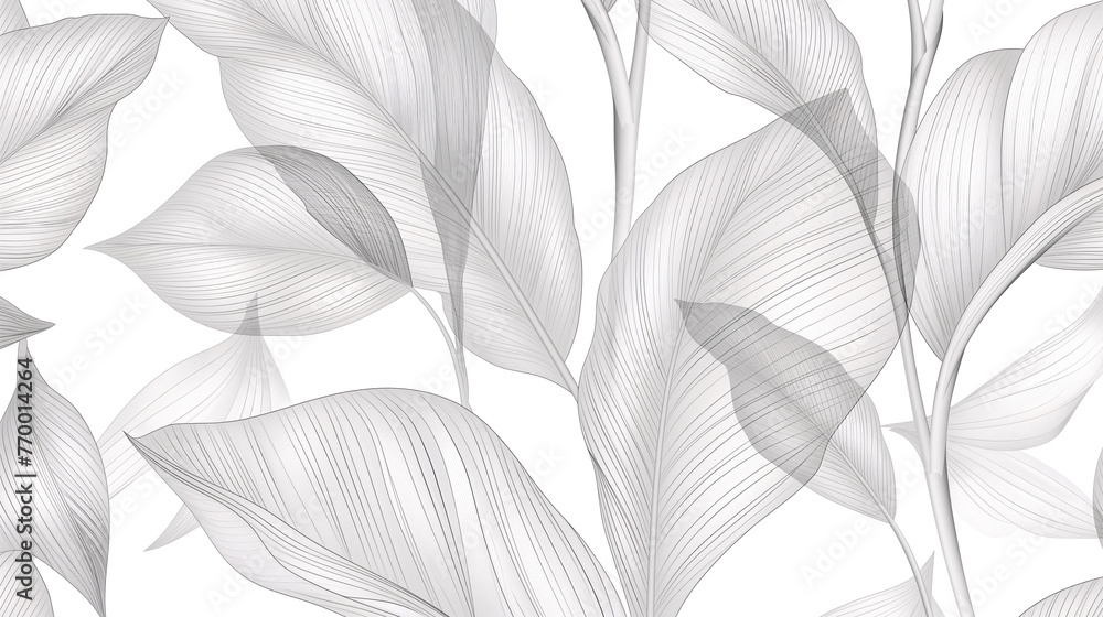 Patrón botánico abstracto en tonos blanco y negro