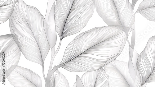 Patrón botánico abstracto en tonos blanco y negro