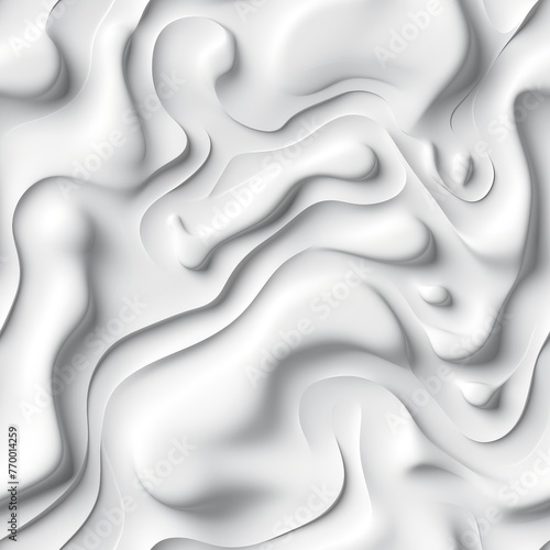 Elegant White 3D Rendering of a Wavy Surface with Soft Curves. Seamless Pattern. Abstract Background Image Suitable for Web Design, Presentations, Artistic Projects. Creates a Modern and Stylish Look.