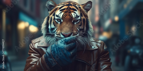 Urban Jungle: Mysterious Tiger-Human Hybrid Contemplates Life in the City Banner