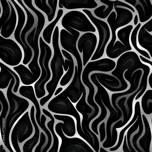 Black and white organic fluid shapes. 3D rendering of a seamless noisy background pattern with an intricate network of branching veins or tree roots, perfect for modern design projects.