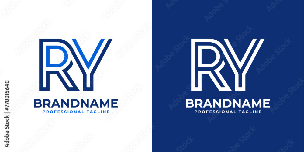 Letters RY Line Monogram Logo, suitable for business with RY or YR initials - obrazy, fototapety, plakaty 