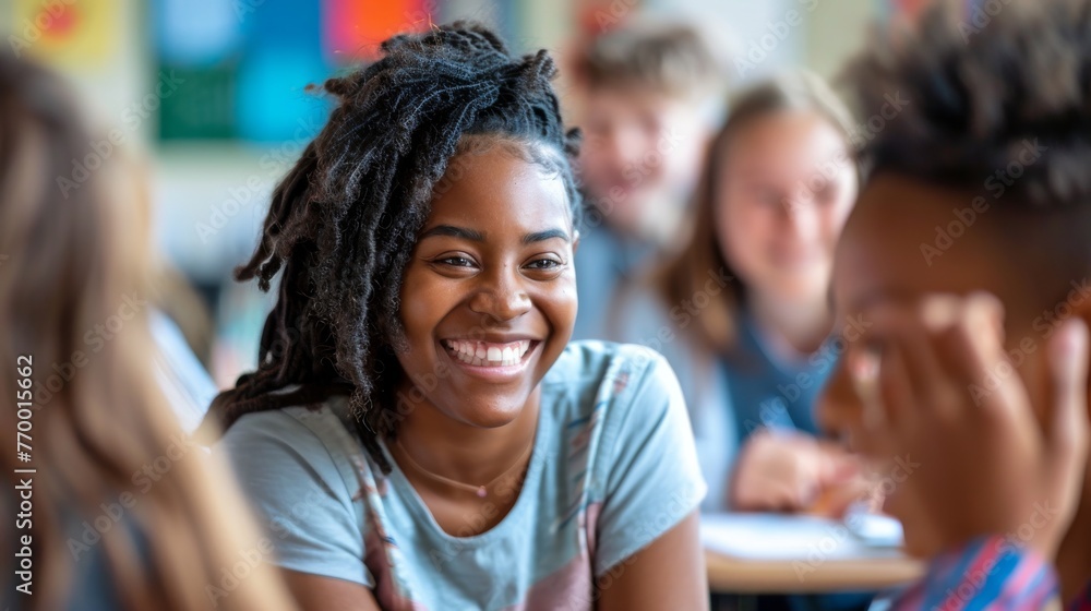 Diverse Group of Young People Sitting at Table