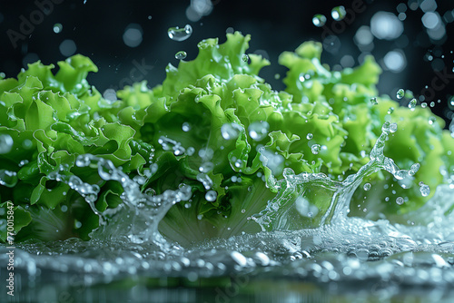 Fresh Lettuce With Water Droplets