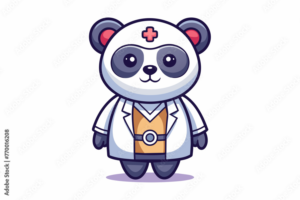 vector minimalistic t-shirt design with a cute panda in the image of a doctor on a white background vector minimalistic t-shirt design with a cute panda in the image of a doctor on a white background