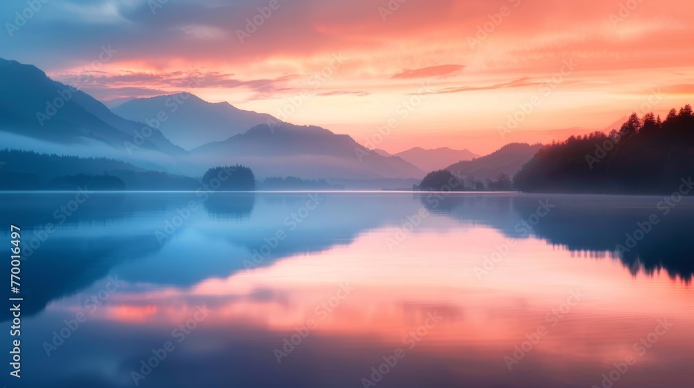 Mountain Lake and Sunset