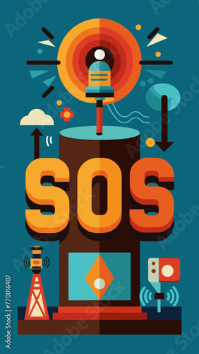 Vector SOS lettering on white background. SOS distress signal. Vector illustration. sos text design, simple design, bright colors