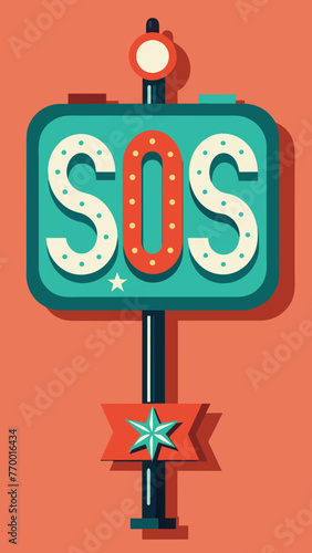 Vector SOS lettering on white background. SOS distress signal. Vector illustration. sos text design, simple design, bright colors
