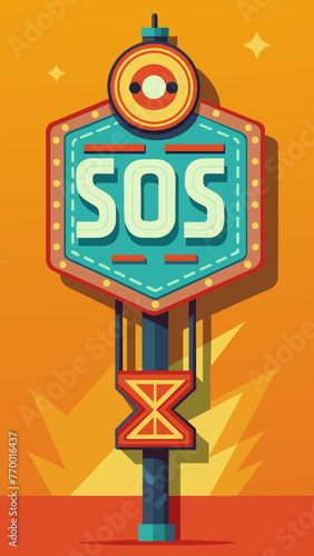 Vector SOS lettering on white background. SOS distress signal. Vector illustration. sos text design, simple design, bright colors